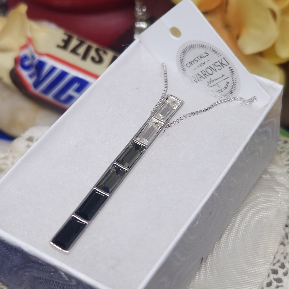 Swarovski Crystal's Silver and Black Pitch Crystal Necklace